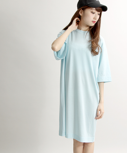 WEGO（ウィゴー）の「WEGO/BIG Teeワンピース（ワンピース・レディース・サックスブルー/ライトピンク/ブラック/ホワイト/ライトパープル・FREE）」の4枚目の写真