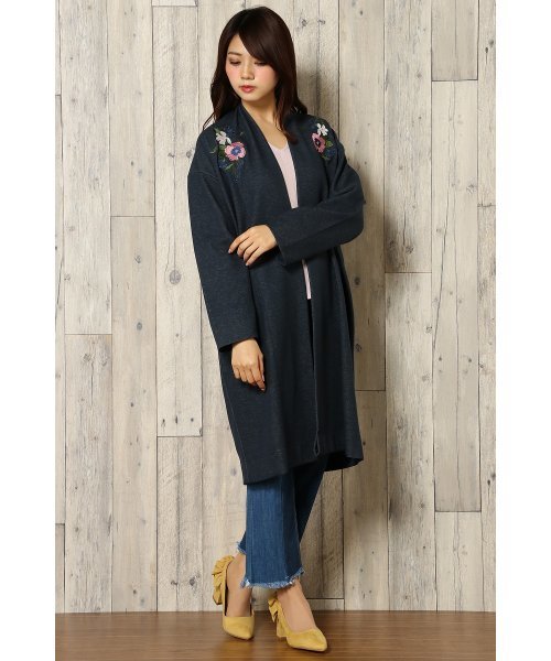VENCEEXCHANGE（ヴァンスエクスチェンジ）の「刺繍ダブルフェイスガウン               （カーディガン/ボレロ・レディース・ブラック/ネイビー/グレー/ピンク・MEDIUM）」の3枚目の写真