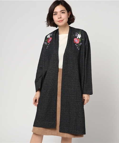 VENCEEXCHANGE（ヴァンスエクスチェンジ）の「刺繍ダブルフェイスガウン               （カーディガン/ボレロ・レディース・ブラック/ネイビー/グレー/ピンク・MEDIUM）」の14枚目の写真