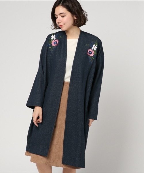 VENCEEXCHANGE（ヴァンスエクスチェンジ）の「刺繍ダブルフェイスガウン               （カーディガン/ボレロ・レディース・ブラック/ネイビー/グレー/ピンク・MEDIUM）」の16枚目の写真