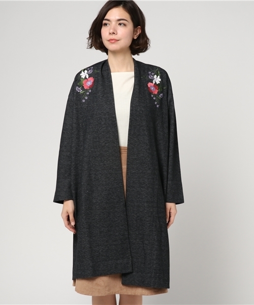 VENCEEXCHANGE（ヴァンスエクスチェンジ）の「刺繍ダブルフェイスガウン               （カーディガン/ボレロ・レディース・ブラック/ネイビー/グレー/ピンク・MEDIUM）」の5枚目の写真