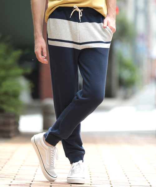 grn（ジーアールエヌ）の「【grn/ジーアールエヌ】ラインスウェットパンツ（その他パンツ・メンズ・杢グレー/オートミール/ネイビー・LARGE/MEDIUM）」の3枚目の写真