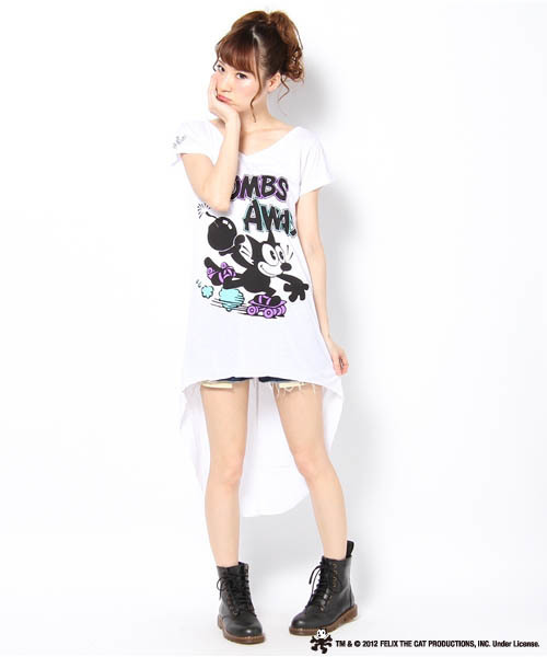 DANCE LB-03(ダンス エルビー・ゼロスリー)の「FELIX Tシャツ ワンピース(その他トップス・レディース・ブラック系/グレー系2/ホワイト系・FREE)」の2枚目の写真