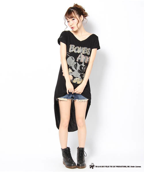 DANCE LB-03(ダンス エルビー・ゼロスリー)の「FELIX Tシャツ ワンピース(その他トップス・レディース・ブラック系/グレー系2/ホワイト系・FREE)」の1枚目の写真