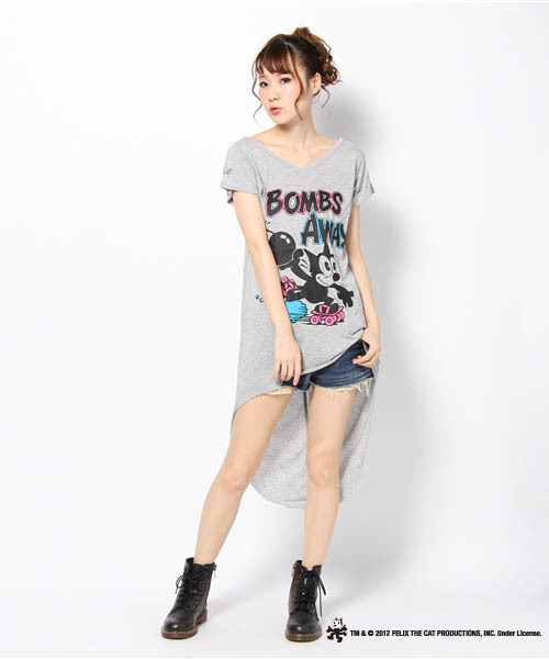 DANCE LB-03(ダンス エルビー・ゼロスリー)の「FELIX Tシャツ ワンピース(その他トップス・レディース・ブラック系/グレー系2/ホワイト系・FREE)」の3枚目の写真