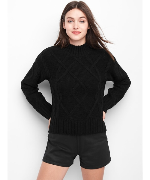 GAP（ギャップ）の「ケーブルニット モックネックセーター（ニット/セーター・レディース・ライトグレー/ブラック/サーモンピンク/オフホワイト・XS/S/M/L/XXS）」の3枚目の写真