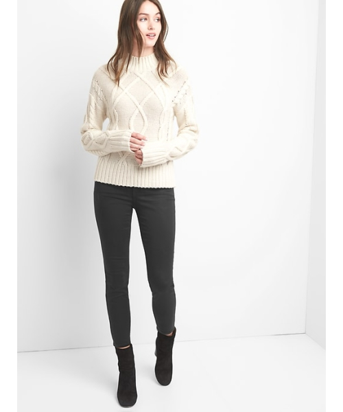 GAP（ギャップ）の「ケーブルニット モックネックセーター（ニット/セーター・レディース・ライトグレー/ブラック/サーモンピンク/オフホワイト・XS/S/M/L/XXS）」の7枚目の写真