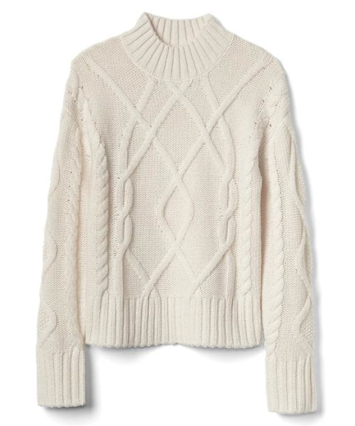 GAP（ギャップ）の「ケーブルニット モックネックセーター（ニット/セーター・レディース・ライトグレー/ブラック/サーモンピンク/オフホワイト・XS/S/M/L/XXS）」の5枚目の写真