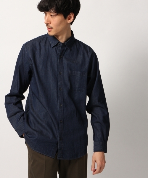 GLOBAL WORK（グローバルワーク）の「デニムシャツ長袖/777383（シャツ/ブラウス・メンズ・ブルー系その他4/ネイビー・LARGE/SMALL/X-LARGE/MEDIUM）」の2枚目の写真