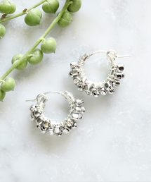 【marinaJEWELRY】pti SILVER square metal*wrapped hoop pierced earring