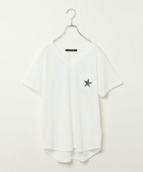 VENCEEXCHANGE（ヴァンスエクスチェンジ）の「バックプリント星柄Tシャツ                 （Tシャツ/カットソー・レディース・ホワイト/ブラック/ブルー・M/S）」の2枚目の写真