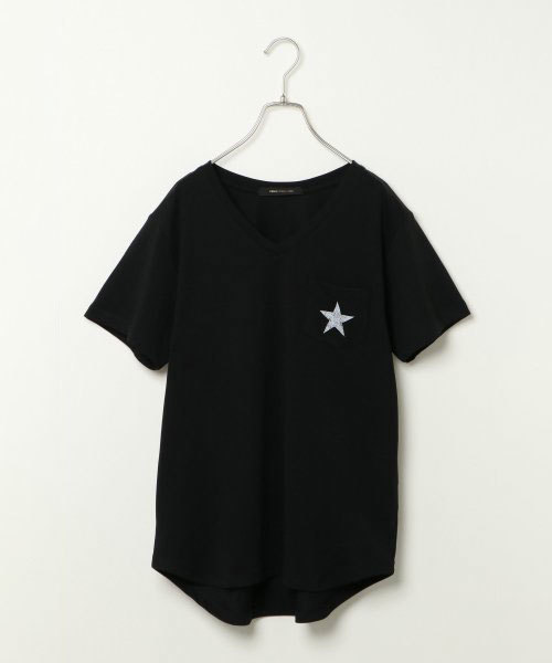 VENCEEXCHANGE（ヴァンスエクスチェンジ）の「バックプリント星柄Tシャツ                 （Tシャツ/カットソー・レディース・ホワイト/ブラック/ブルー・M/S）」の3枚目の写真