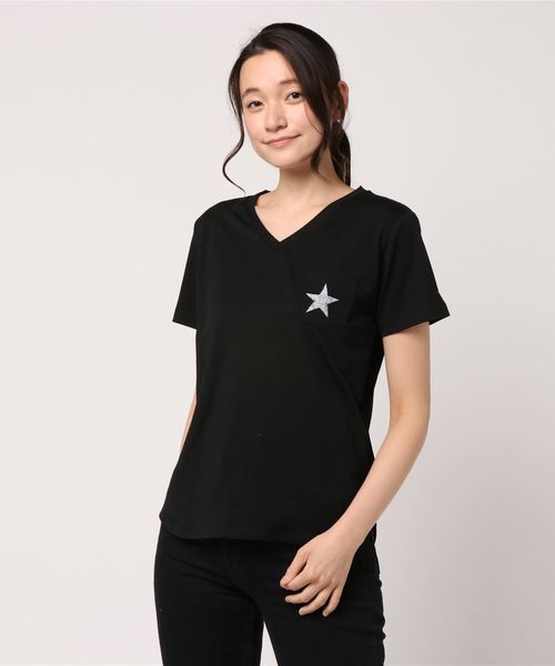 VENCEEXCHANGE（ヴァンスエクスチェンジ）の「バックプリント星柄Tシャツ                 （Tシャツ/カットソー・レディース・ホワイト/ブラック/ブルー・M/S）」の9枚目の写真
