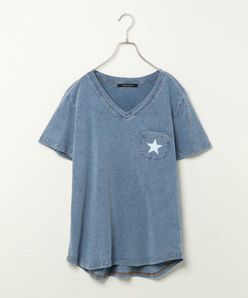 VENCEEXCHANGE（ヴァンスエクスチェンジ）の「バックプリント星柄Tシャツ                 （Tシャツ/カットソー・レディース・ホワイト/ブラック/ブルー・M/S）」の11枚目の写真