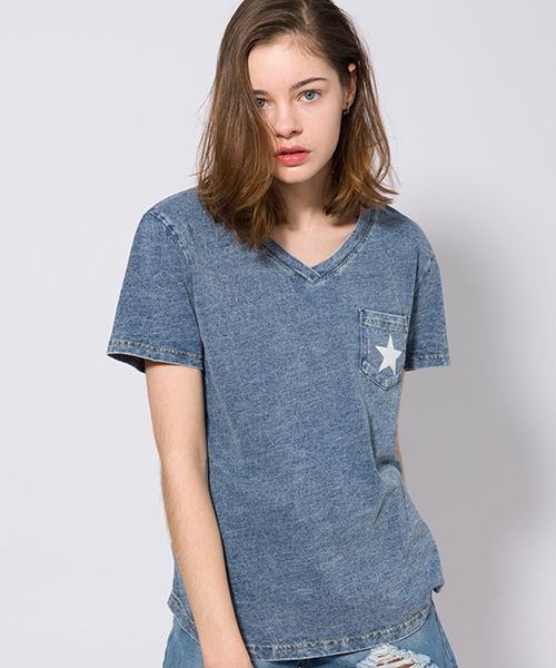 VENCEEXCHANGE（ヴァンスエクスチェンジ）の「バックプリント星柄Tシャツ                 （Tシャツ/カットソー・レディース・ホワイト/ブラック/ブルー・M/S）」の10枚目の写真