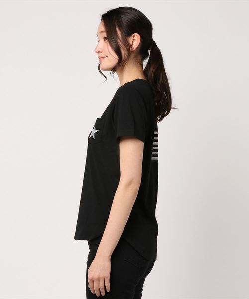 VENCEEXCHANGE（ヴァンスエクスチェンジ）の「バックプリント星柄Tシャツ                 （Tシャツ/カットソー・レディース・ホワイト/ブラック/ブルー・M/S）」の5枚目の写真
