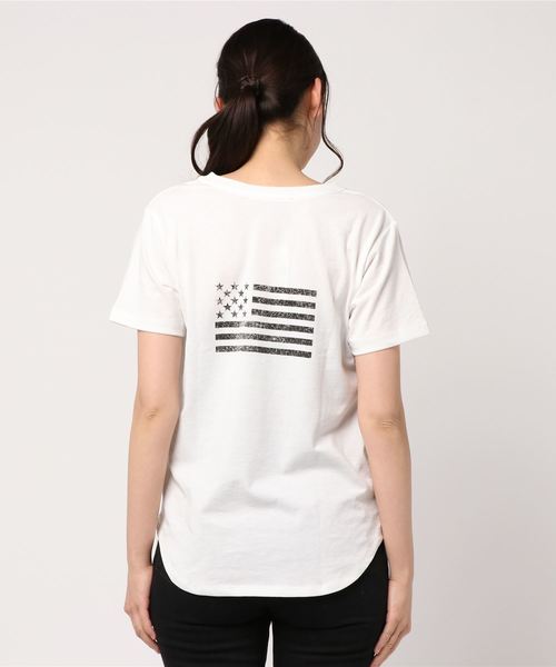 VENCEEXCHANGE（ヴァンスエクスチェンジ）の「バックプリント星柄Tシャツ                 （Tシャツ/カットソー・レディース・ホワイト/ブラック/ブルー・M/S）」の6枚目の写真