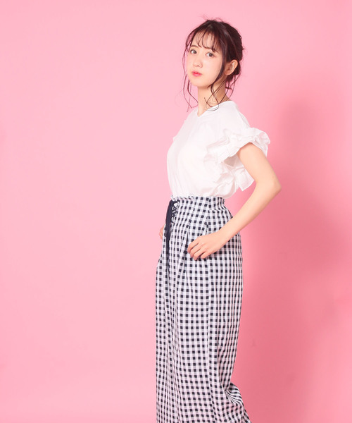 AS KNOW AS PINKY（アズノゥアズピンキー）の「☆ZOZO限定☆袖シフォンフリルっT（Tシャツ/カットソー・レディース・ブラック/レッド/オフホワイト/マスタード・FREE）」の11枚目の写真