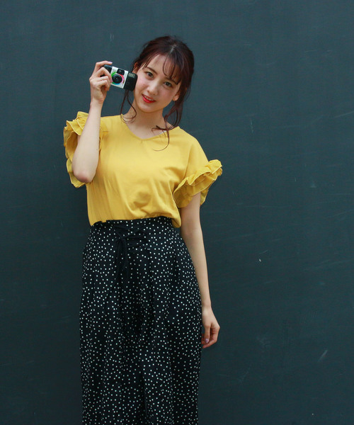 AS KNOW AS PINKY（アズノゥアズピンキー）の「☆ZOZO限定☆袖シフォンフリルっT（Tシャツ/カットソー・レディース・ブラック/レッド/オフホワイト/マスタード・FREE）」の22枚目の写真