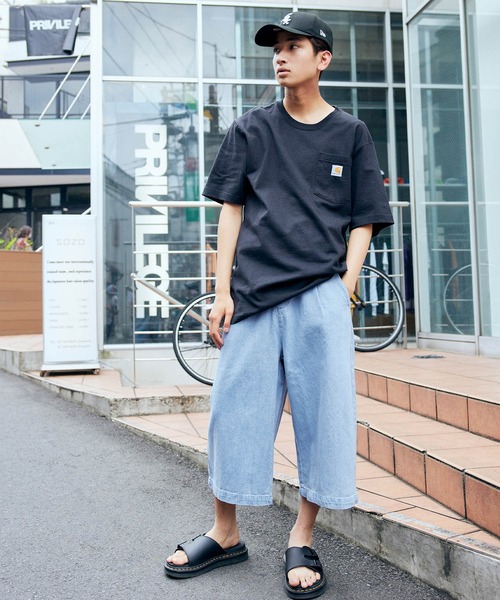MONO-MART(モノマート)の「ワイドテーパードバルーンクロップドデニムパンツ(10oz DENIM)(デニムパンツ・メンズ・ブラック/ワンウォッシュ/ライトインディゴブルー/ブラック系その他/サックスブルー/ブルー系その他・L/LL/M)」の19枚目の写真
