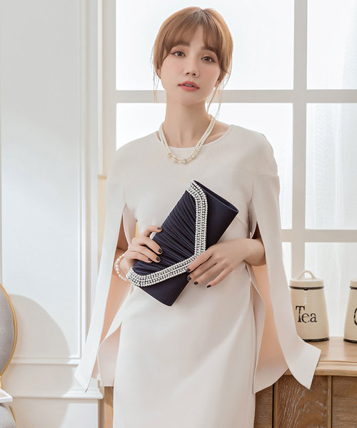 DRESS STAR(ドレス スター)の「プリーツラインパール&ストーンクラッチバッグ(クラッチバッグ・レディース・ブラック/ベージュ/シルバー/ワインレッド/ネイビー・フリー)」の21枚目の写真
