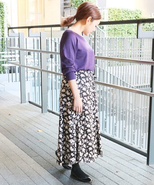 La TOTALITE(ラトータリテ)の「トロワフラワーフレアースカート【手洗い可能】◆(スカート・レディース・ブラック/ブラウン・FREE)」の14枚目の写真