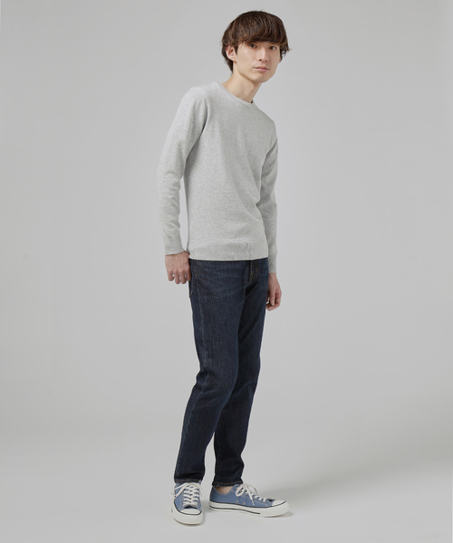 ZOZO（ゾゾ）の「ホールガーメントコットンクルーネックニットプルオーバー（パターンオーダー）／ネイビー[MEN]（ニット/セーター・メンズ・ネイビー・マルチサイズ）」の4枚目の写真