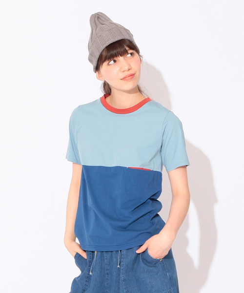 BEAMS BOY(ビームスボーイ)の「○BEAMS BOY / 3トーン ポケット T(Tシャツ/カットソー・レディース・ライトグレー/サックスブルー・ONE SIZE)」の2枚目の写真
