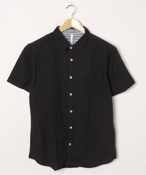 VIBGYOR（ヴィブジョー）の「VIBGYOR Select/ 綿麻ストレッチ半袖シャツ（シャツ/ブラウス・メンズ・ホワイト/ネイビー/カーキ/サックスブルー/ピンク/モカ/ブラック・MEDIUM/LARGE/X-LARGE）」の2枚目の写真