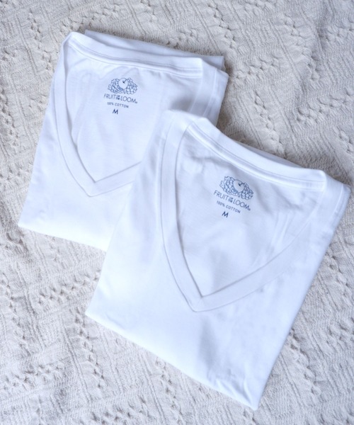FRUIT OF THE LOOM(フルーツオブザルーム)の「FRUIT OF THE LOOM 30/綿100%半袖V首2P(Tシャツ/カットソー・メンズ・ホワイト/ブラック/グレー・M/L/XL)」の14枚目の写真