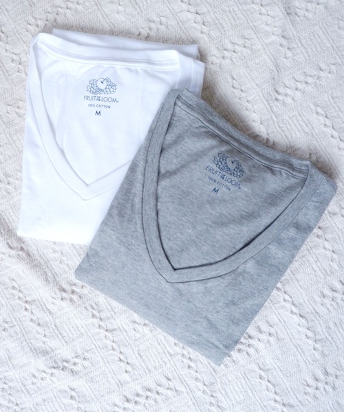 FRUIT OF THE LOOM(フルーツオブザルーム)の「FRUIT OF THE LOOM 30/綿100%半袖V首2P(Tシャツ/カットソー・メンズ・ホワイト/ブラック/グレー・M/L/XL)」の20枚目の写真