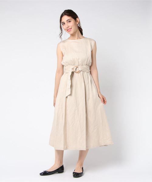 Cheek（チーク）の「ベルテッドノースリワンピース（ワンピース・レディース・ベージュ/グリーン/キャメル・MEDIUM）」の8枚目の写真