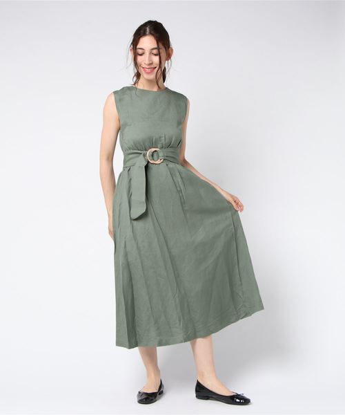 Cheek（チーク）の「ベルテッドノースリワンピース（ワンピース・レディース・ベージュ/グリーン/キャメル・MEDIUM）」の9枚目の写真