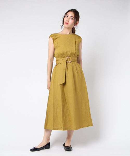 Cheek（チーク）の「ベルテッドノースリワンピース（ワンピース・レディース・ベージュ/グリーン/キャメル・MEDIUM）」の12枚目の写真