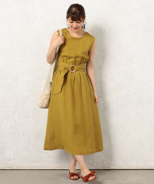 Cheek（チーク）の「ベルテッドノースリワンピース（ワンピース・レディース・ベージュ/グリーン/キャメル・MEDIUM）」の11枚目の写真