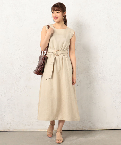 Cheek（チーク）の「ベルテッドノースリワンピース（ワンピース・レディース・ベージュ/グリーン/キャメル・MEDIUM）」の6枚目の写真