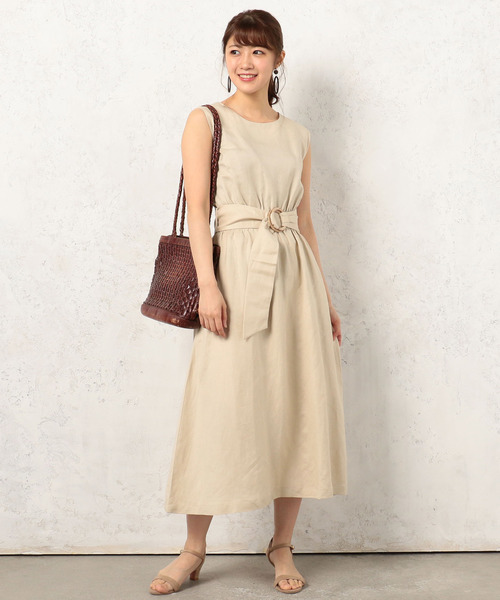 Cheek（チーク）の「ベルテッドノースリワンピース（ワンピース・レディース・ベージュ/グリーン/キャメル・MEDIUM）」の14枚目の写真