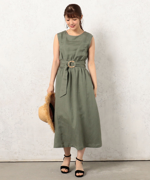 Cheek（チーク）の「ベルテッドノースリワンピース（ワンピース・レディース・ベージュ/グリーン/キャメル・MEDIUM）」の13枚目の写真