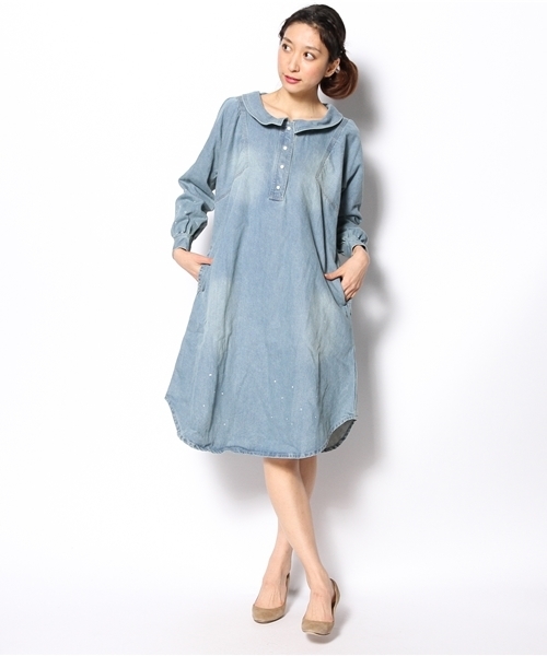 Kastane（カスタネ）の「【Kastane】デニムドルマンワンピース（ワンピース・レディース・インディゴブルー/ブルー・FREE）」の6枚目の写真