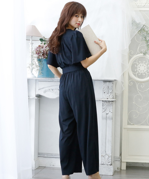 PourVous（プールヴー）の「カシュクール オールインワン / 結婚式 ワンピース お呼ばれ 二次会 セレモニー 大きいサイズ 対応 フォーマル パーティー パンツドレス オケージョンドレス 七五三 ママ お宮参り 学校行事 二次会 成人式 （パンツドレス・レディース・ブラック/ネイビー・M/L）」の9枚目の写真