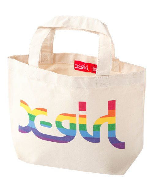 X-girl（エックスガール）の「RAINBOW MINI BAG（エコバッグ/サブバッグ・レディース・ホワイト/ブラック/レッド/ネイビー/ライトブルー・ONE SIZE）」の2枚目の写真