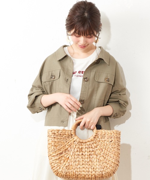 natural couture（ナチュラルクチュール）の「刺繍ロゴチビTシャツ（Tシャツ/カットソー・レディース・オフホワイト/イエロー/ボルドー/スミクロ・FREE）」の12枚目の写真