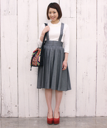 mystic | ピンタックサスペンダーギャザースカート(スカート)