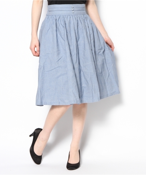 mystic（ミスティック）の「ピンタックサスペンダーギャザースカート（スカート・レディース・ブルー/ブラック/ネイビー・ﾌﾘ-）」の5枚目の写真