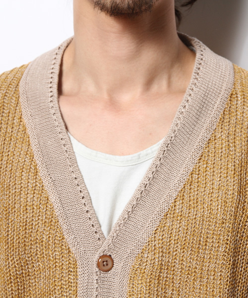 OUTLET(アウトレット)の「【Ciaopanic】畦knitカーディガン(7分)(カーディガン/ボレロ・メンズ・マスタード・LARGE/MEDIUM)」の8枚目の写真
