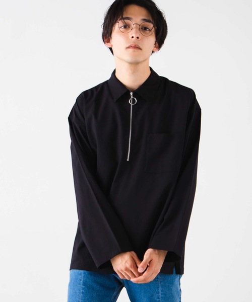 WEGO（ウィゴー）の「WEGO/TRハーフジッププルオーバー（シャツ/ブラウス・メンズ・ブラック/ダークグリーン/ワイン・MEDIUM/LARGE）」の2枚目の写真