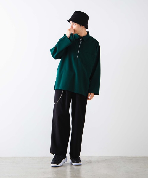 WEGO（ウィゴー）の「WEGO/TRハーフジッププルオーバー（シャツ/ブラウス・メンズ・ブラック/ダークグリーン/ワイン・MEDIUM/LARGE）」の11枚目の写真