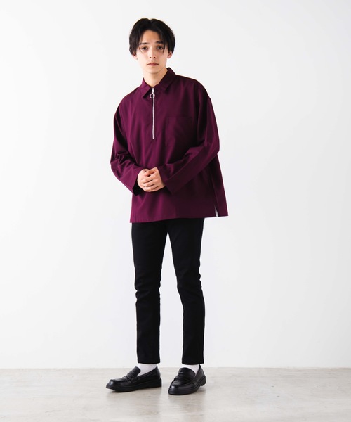 WEGO（ウィゴー）の「WEGO/TRハーフジッププルオーバー（シャツ/ブラウス・メンズ・ブラック/ダークグリーン/ワイン・MEDIUM/LARGE）」の12枚目の写真