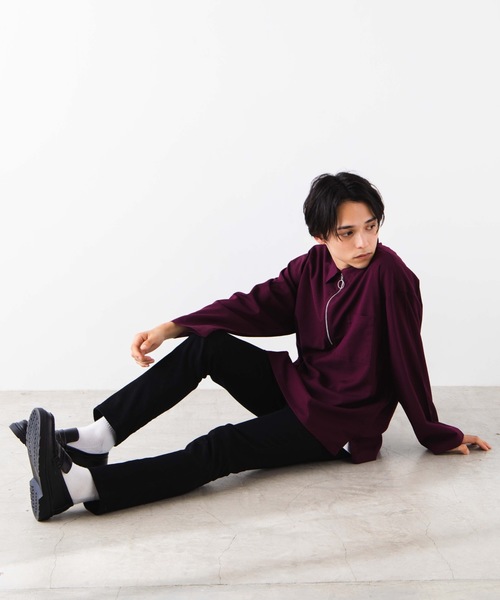 WEGO（ウィゴー）の「WEGO/TRハーフジッププルオーバー（シャツ/ブラウス・メンズ・ブラック/ダークグリーン/ワイン・MEDIUM/LARGE）」の14枚目の写真