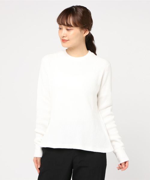 three dots(スリードッツ)の「Brushed triblend thermal crew(Tシャツ/カットソー・レディース・ブルー/クリーム・SMALL/MEDIUM)」の2枚目の写真
